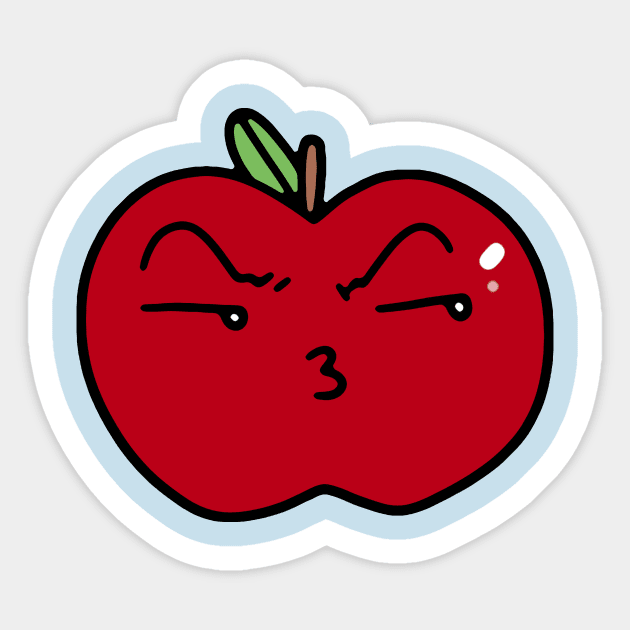 Pouty Kiss Face Apple Sticker by saradaboru